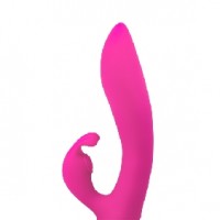 Rabbit Vibrator, 9 Vibrating Functions on Shaft & 9 Rabbit Ears Clitoral Functions, Rechargeable, Silicone, PINK